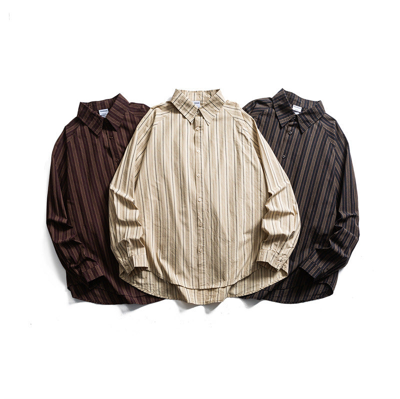 Unisex Oversize Shirt Jacket in striped cotton blend with rounded hem Chichicherry