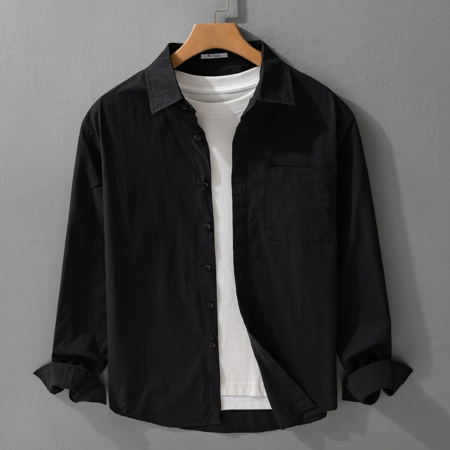 Men's Relaxed-Fit Cotton Overshirt with Kent Collar and Chest Pocket Chichicherry