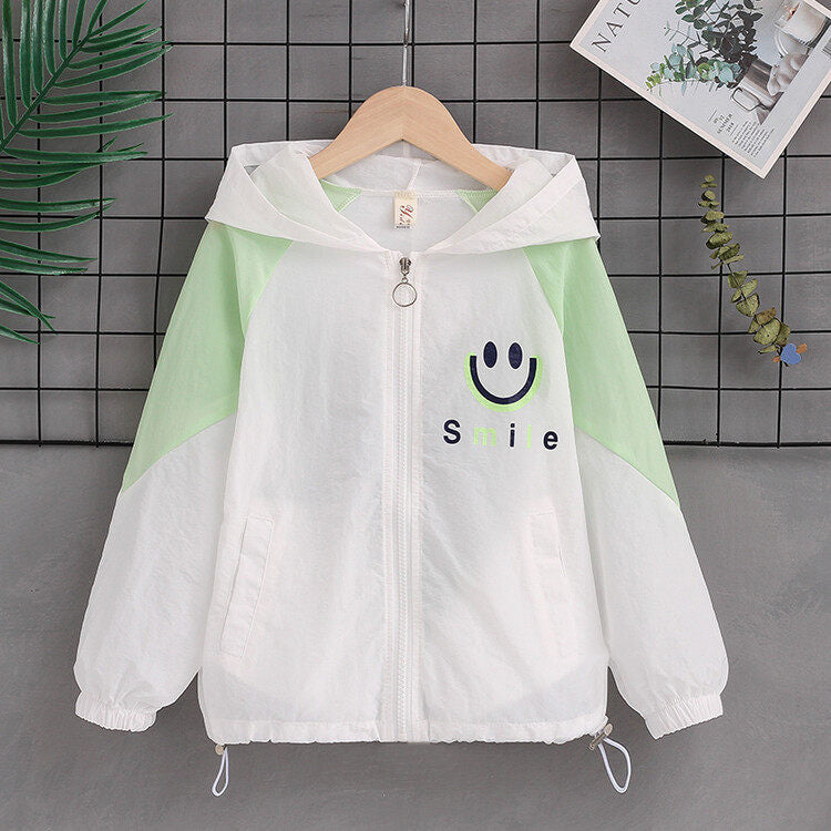 Women's lightweight hoodie jacket with smiley print, adjustable hem and elastic cuffs Chichicherry