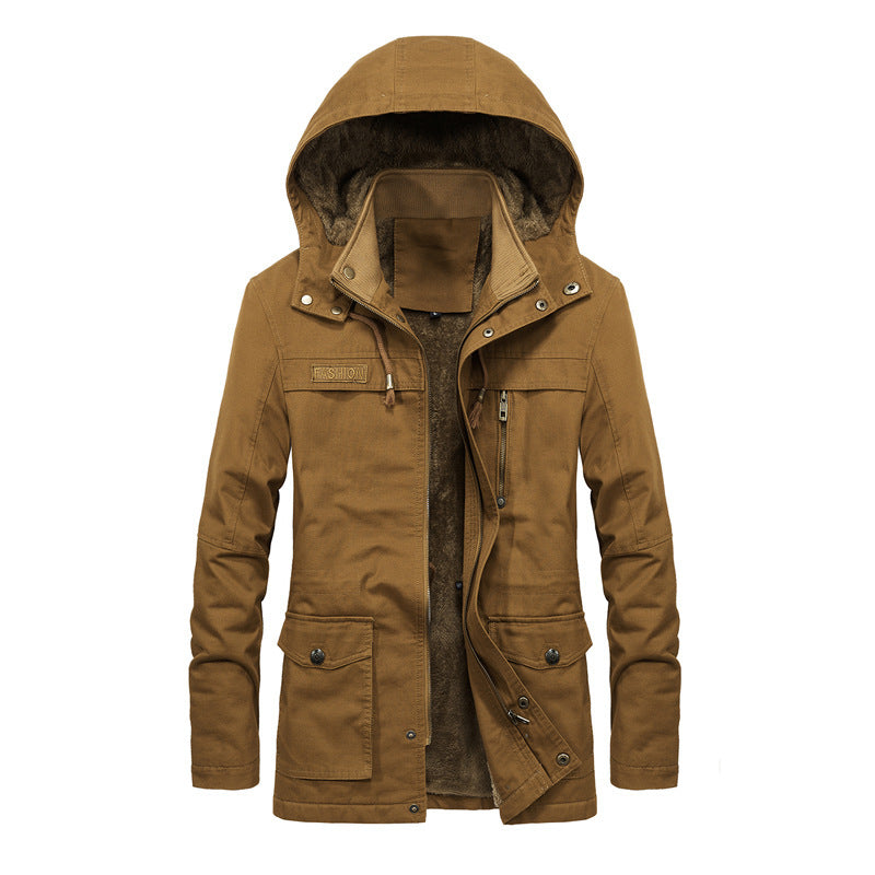 Men's thermo field parka in canvas look with warming teddy lining and adjustable hood Chichicherry