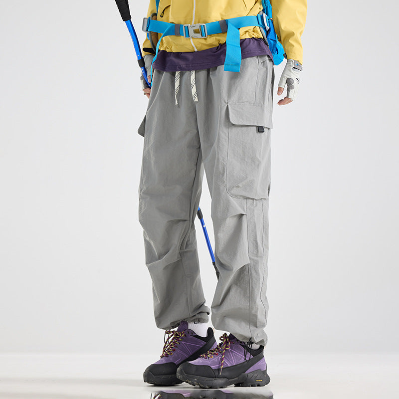 Men's Lightweight Technical Cargo Trekking Pants with Drawstring Waist and Adjustable Leg Openings Chichicherry
