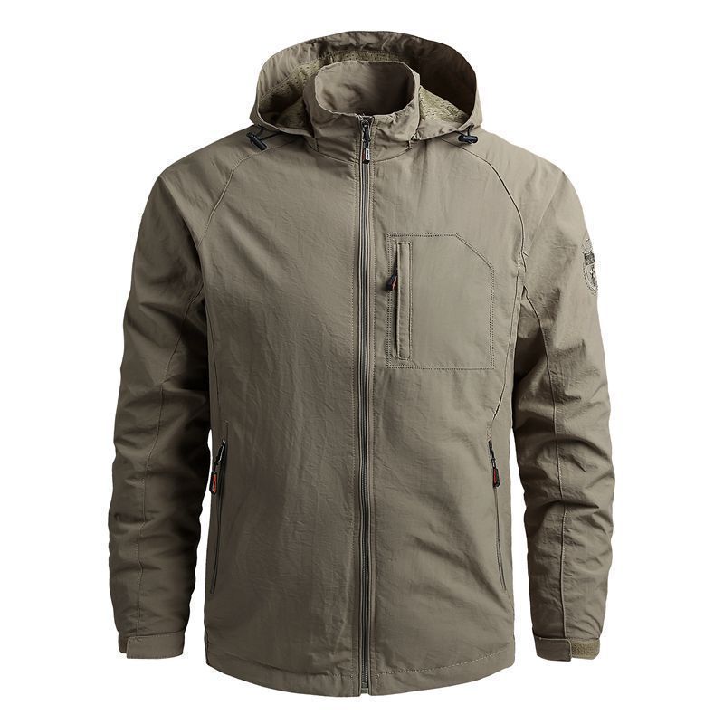 Men's lightweight technical hooded field jacket with chest zipper and multifunctional pockets Chichicherry