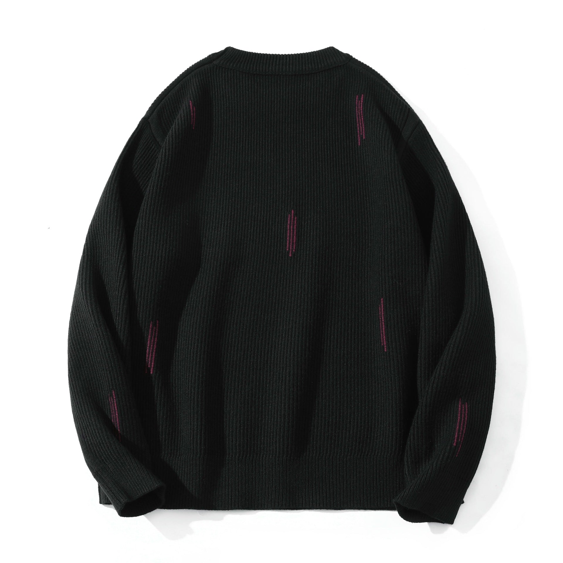 Women's Comfortable Ribbed Knit Sweater in Oversized Silhouette with Round Neck and Subtle Destroyed Look