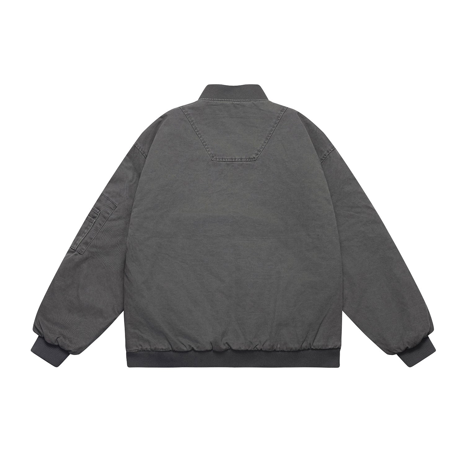 Unisex Oversize Utility Bomber Jacket with Arm Pocket, Elastic Hem and Concealed Side Pockets Chichicherry
