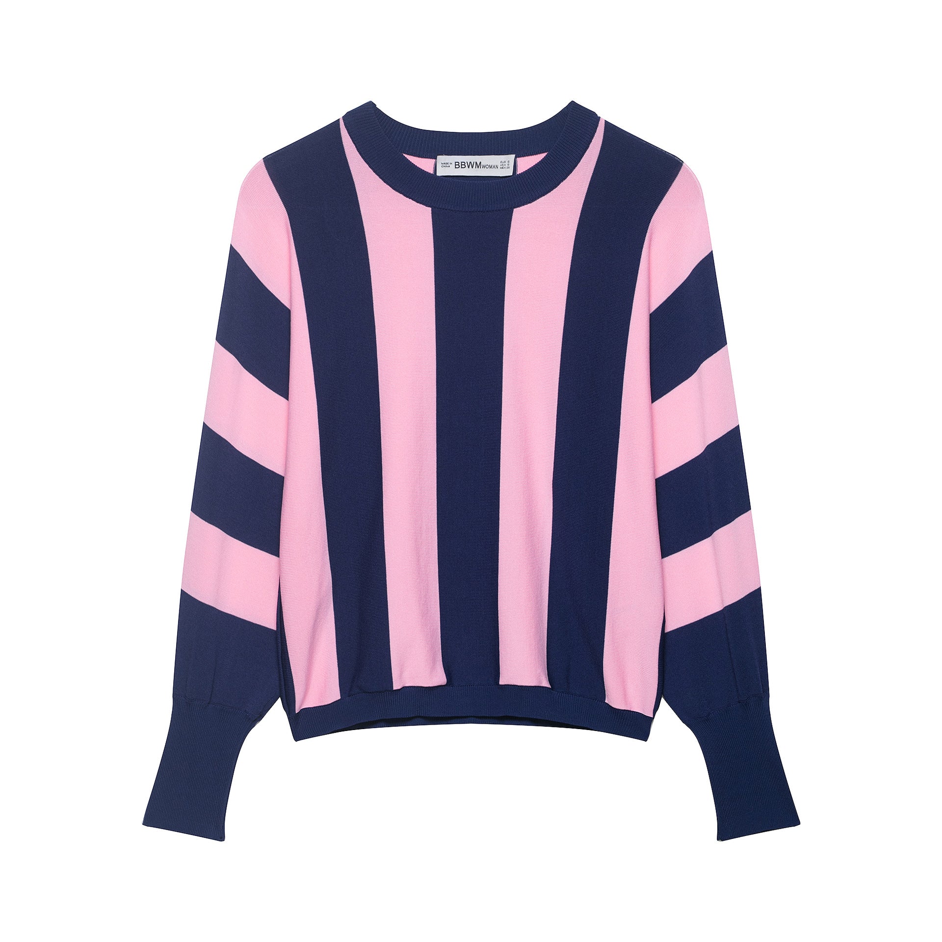 Women’s oversized knit pullover with wide block stripes and dropped shoulder Chichicherry