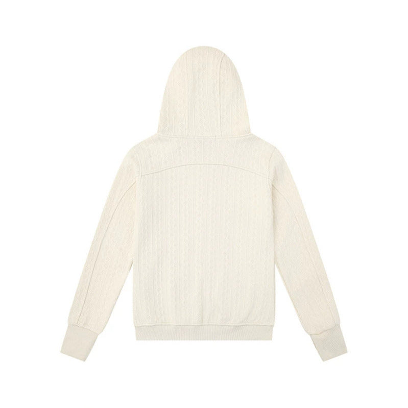 Women's hooded cardigan with cable knit pattern, full zip and side pockets Chichicherry
