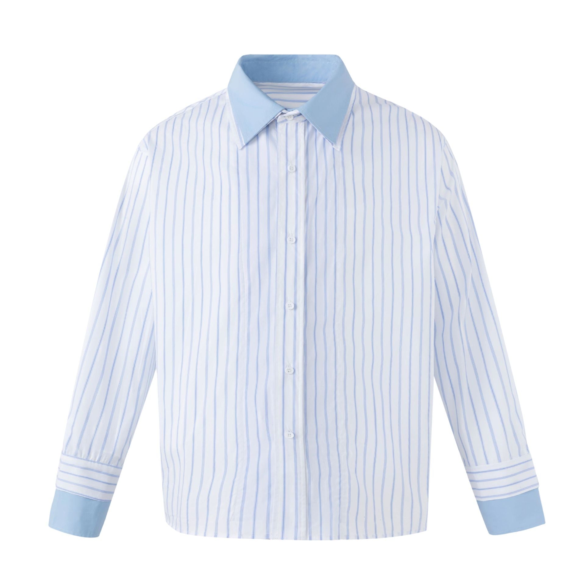 Women Striped Oversized Shirt with Contrast Kent Collar Chichicherry