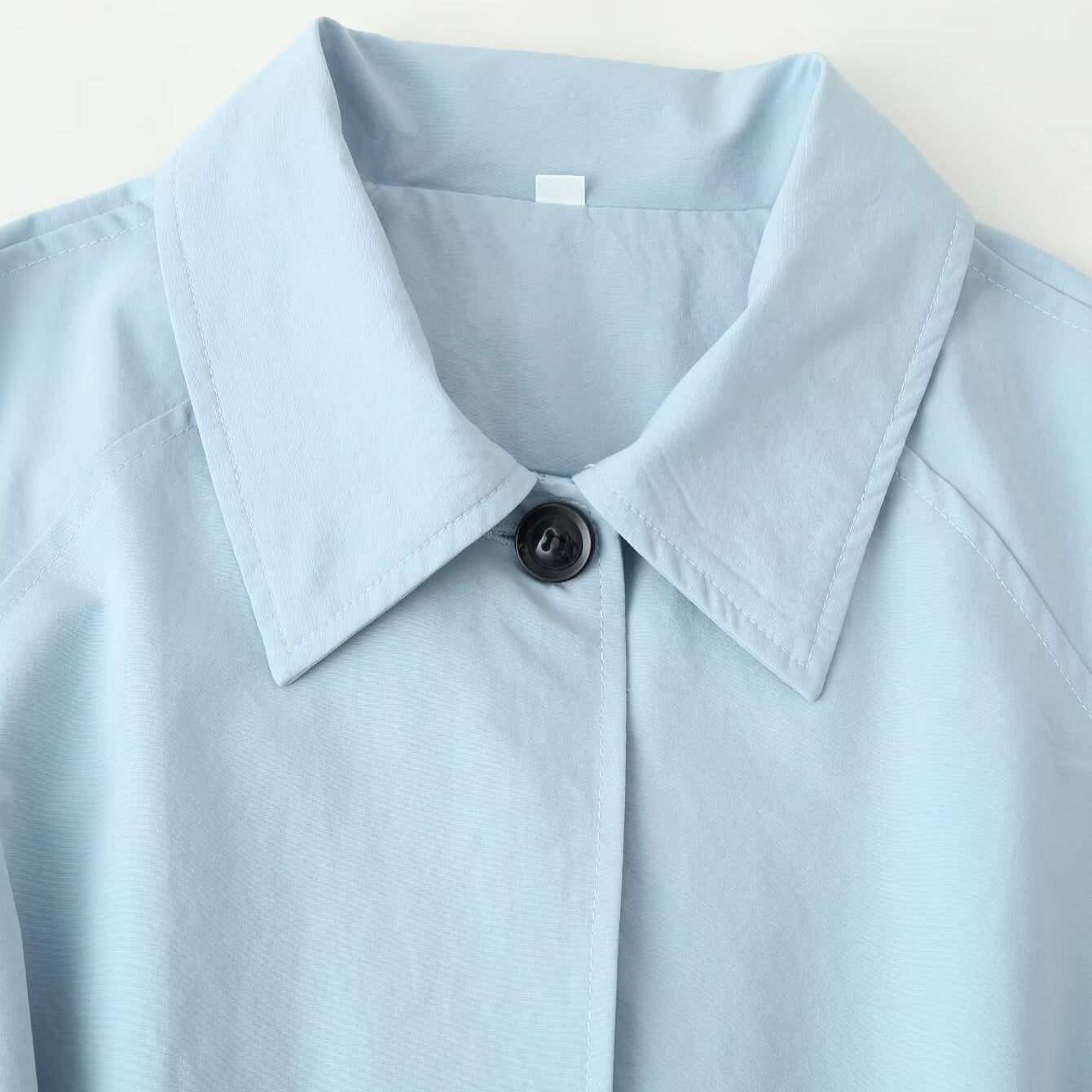Women's Light Maxi Trench Coat with Concealed Button Placket, Ties Belt and Shirt Collar Chichicherry