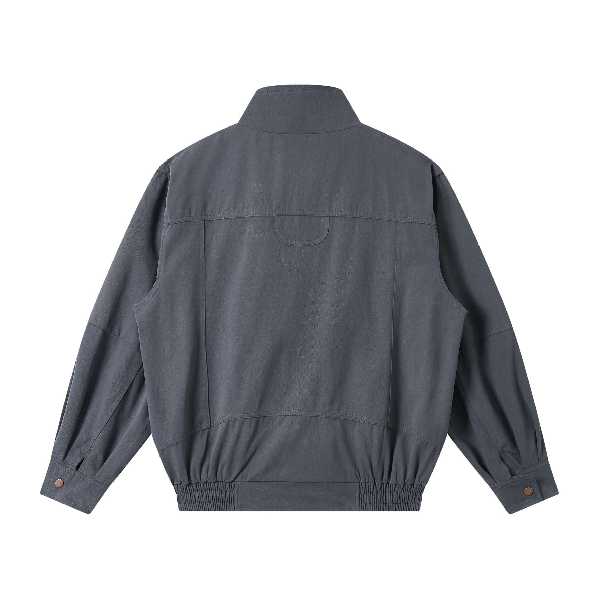 Men's Lightweight Canvas Field Jacket with Stand-Up Collar, Concealed Zipper and Elastic Hem Chichicherry