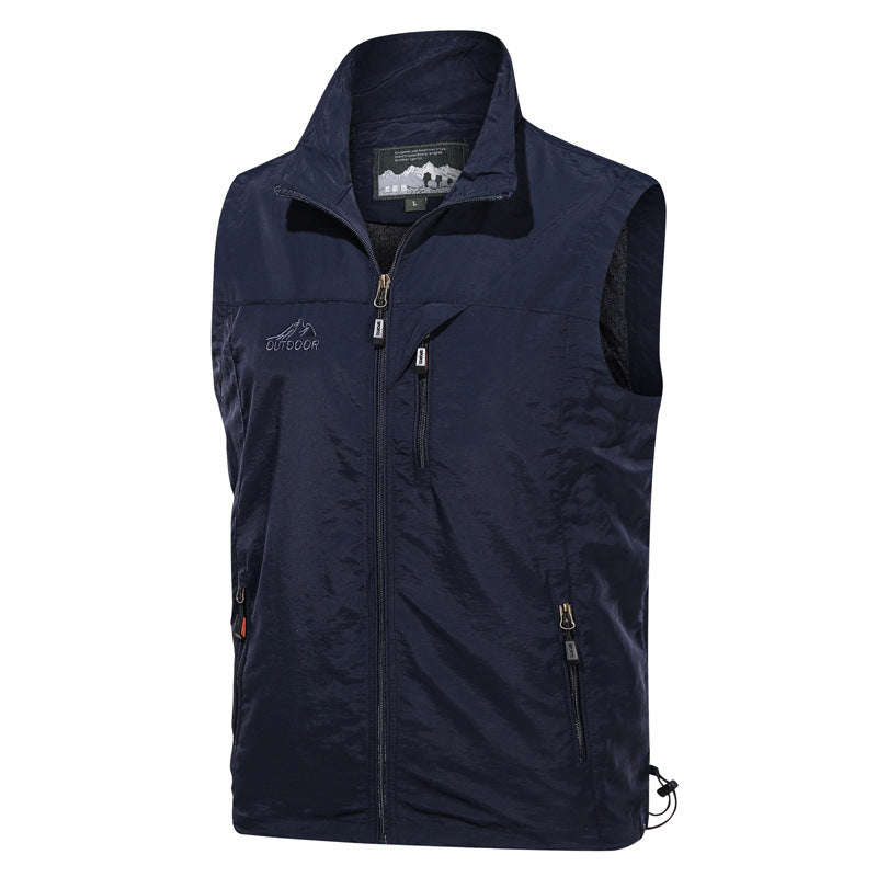 Men's Lightweight Multifunctional Outdoor Vest with Zipper, Chest and Side Pockets Chichicherry