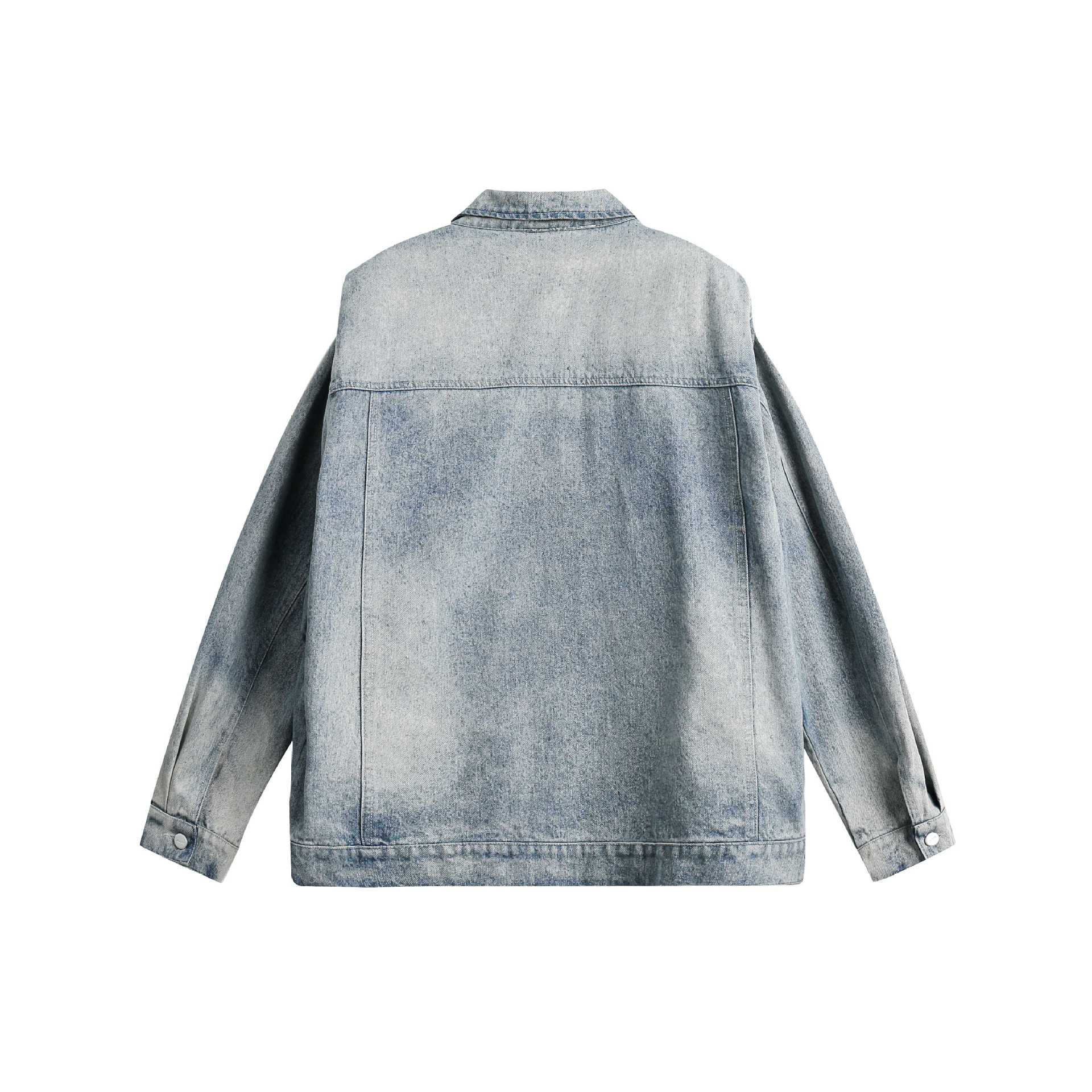Unisex Boxy Jeans Jacket with Double Zipper and Flap Pockets Chichicherry