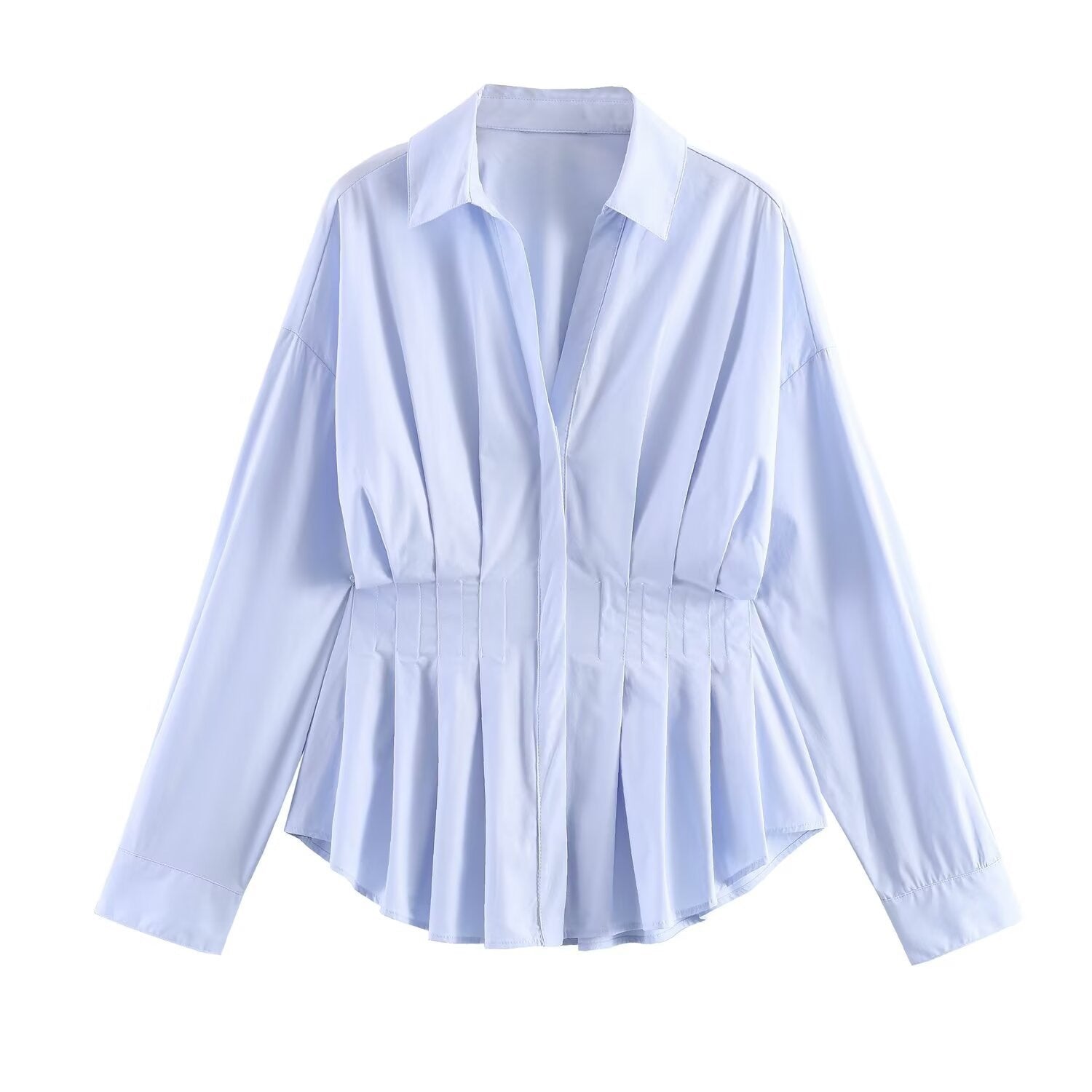 Women's tailored pleated blouse with peplum Chichicherry
