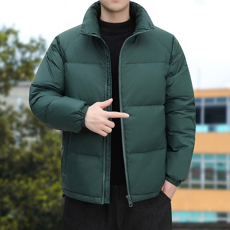 Men's Short Cut Thermoregulating Puffer Jacket with High Standing Collar & Two-Way Zipper Chichicherry