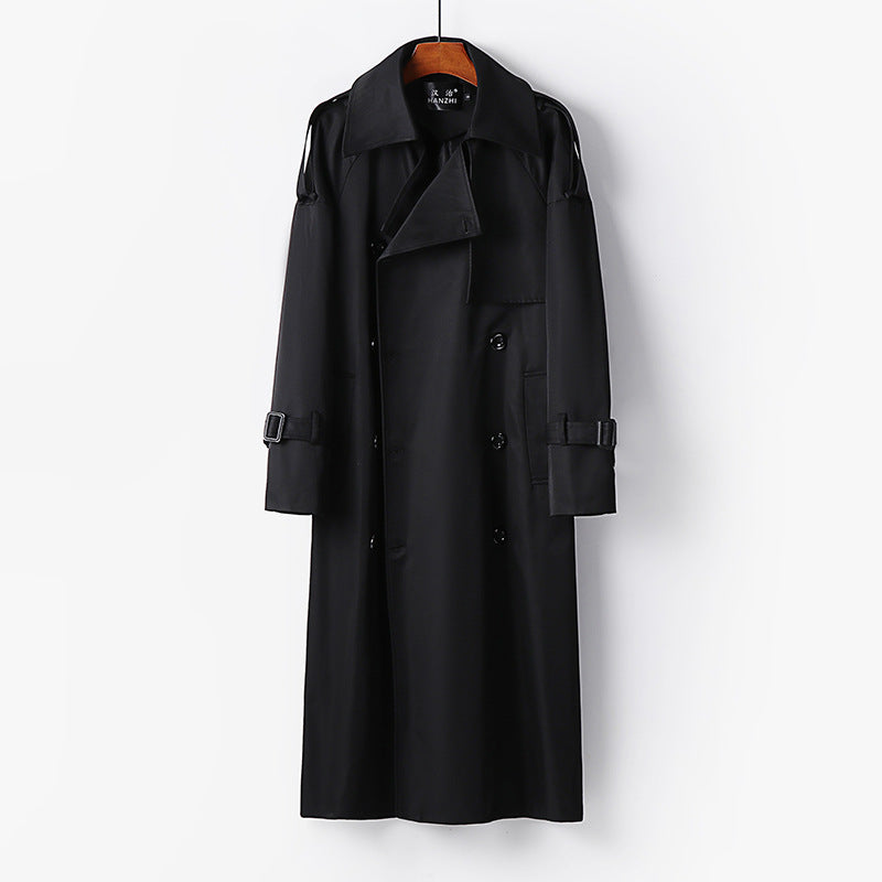 Women Longer Double-breasted Trench Coat with Tie Belt and Epaulettes Chichicherry
