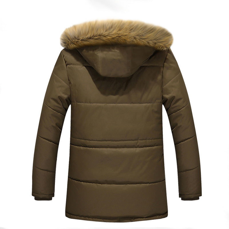 Men's longer quilted thermal parka with removable faux fur hood and teddy fleece lining Chichicherry