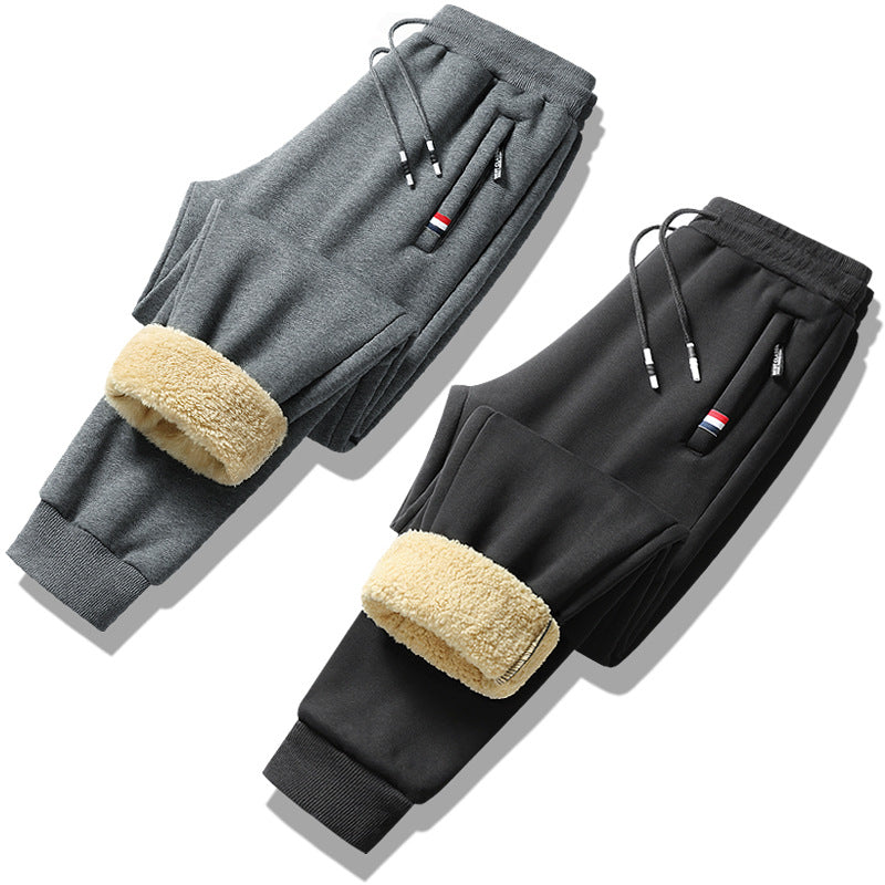Men's fleece-lined jogging pants with teddy inner lining, drawstring, and slim cuff fit Chichicherry