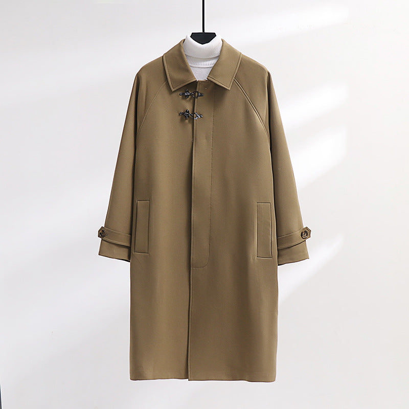 Women's Longline Coat with Toggle Closure and Raglan Sleeves Chichicherry