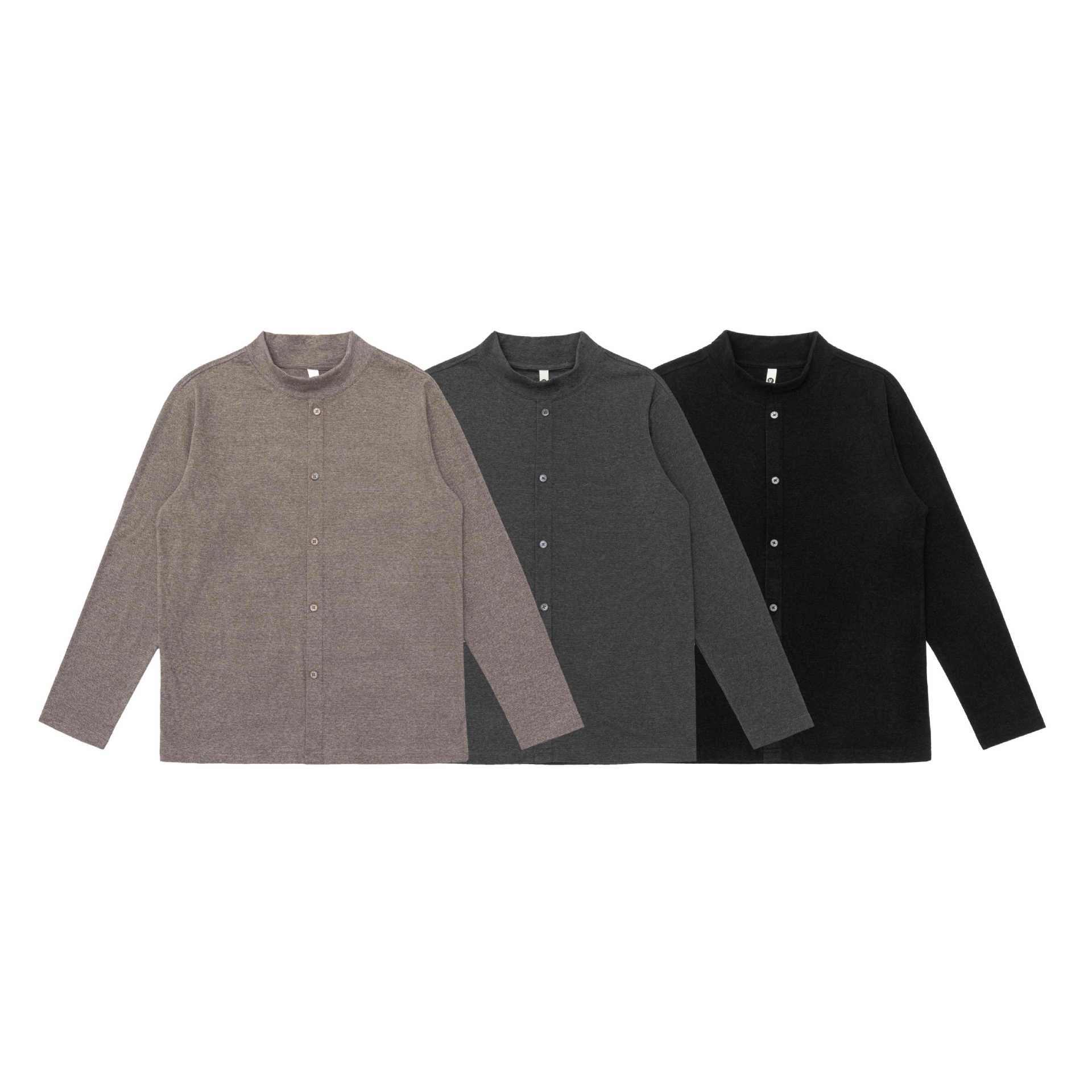 Unisex Fine-structured Button Cardigan with Stand-up Collar Chichicherry