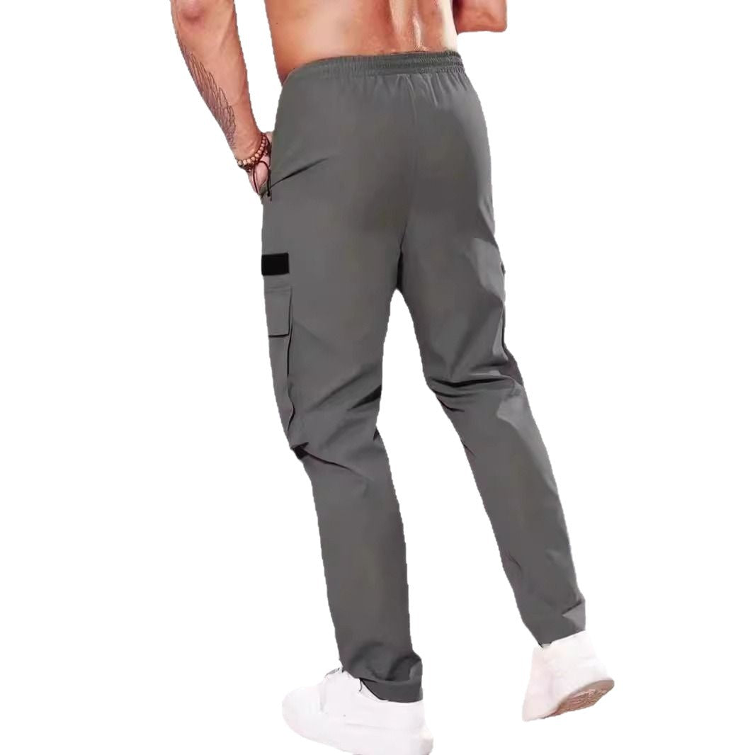 Men's Slim-Tapered Utility Cargo Pants with Elastic Waistband, Drawstring & Multiple Flap Pockets Chichicherry