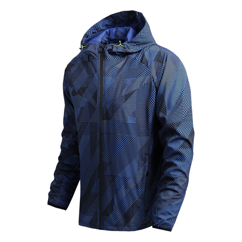 Men's breathable softshell hoodie with geometric allover print and athletic fit Chichicherry