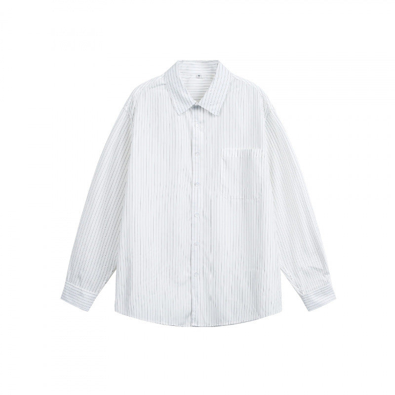 Women's oversized shirt made of cotton blend with fine pinstripes and chest pocket Chichicherry