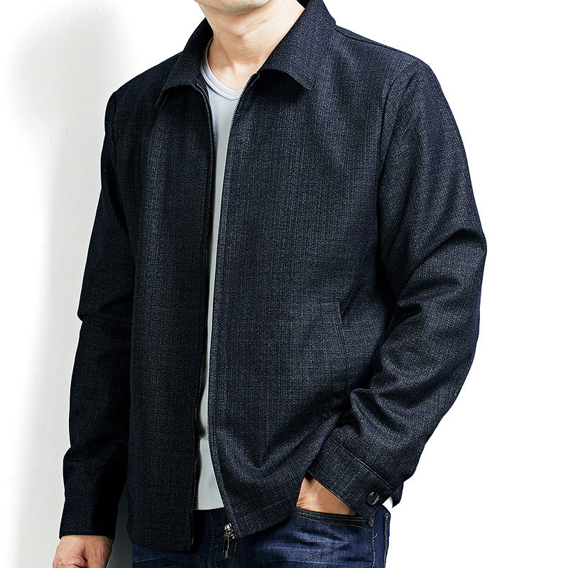 Men's Elegant Transition Jacket in Blouson Style made of Structured Wool Blend with Concealed Zipper Chichicherry