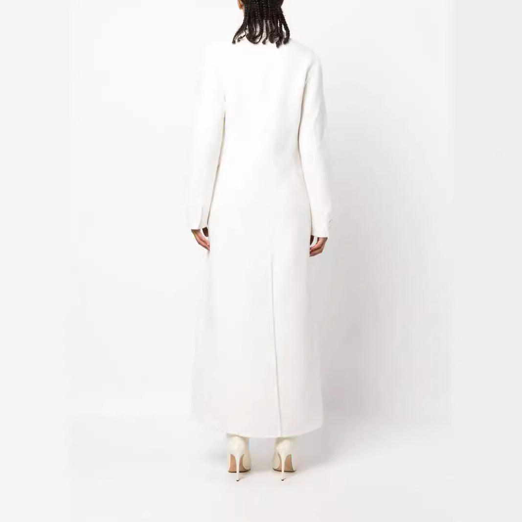 Ladies Double-breasted Maxi Coat made of Wool Blend with Tailored Fit Chichicherry