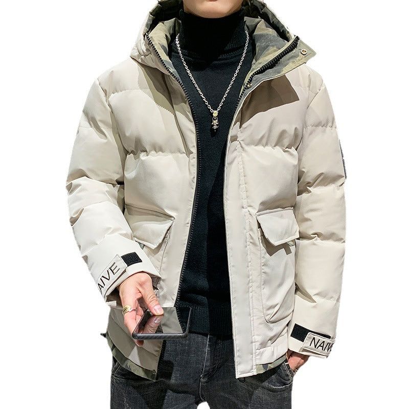 Men's quilted hooded jacket with flap pockets and adjustable Velcro cuffs Chichicherry