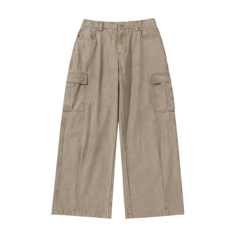 Women's Wide Cargo Culotte Pants made of Cotton Blend with Large Patch Pockets Chichicherry