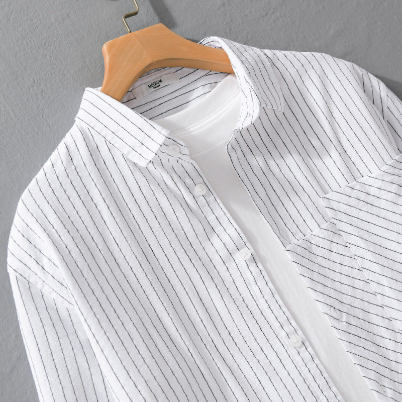 Men's pinstriped shirt in relaxed fit with diagonal chest patch Chichicherry