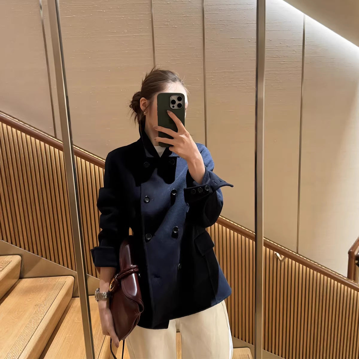 Women Elegant Double-breasted Jacket Chichicherry