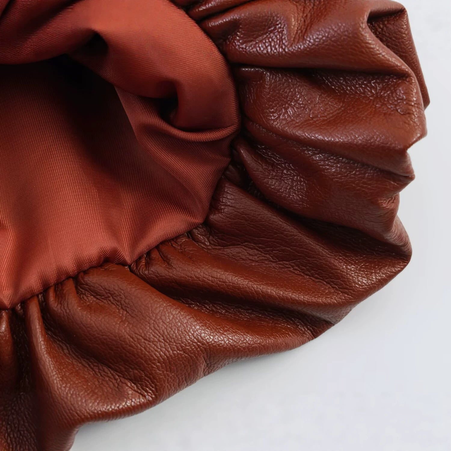 Women’s Short Balloon Skirt made of Faux Leather with High Waist and Patch Pockets Chichicherry