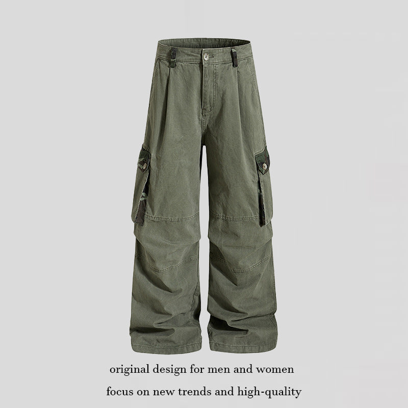 Women's wide cargo pants in utility style with a high waist and generous flap pockets Chichicherry