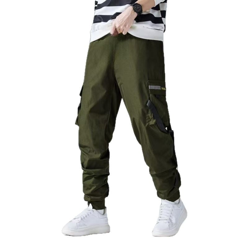 Men's Tapered Cargo Jogging Pants with multiple flap and webbing pockets Chichicherry