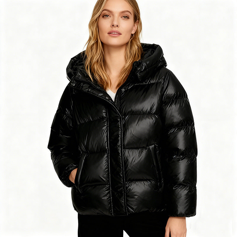 Ladies Quilted Padded Jacket with Hood, Boxy Cut and Water-Repellent Shell Chichicherry