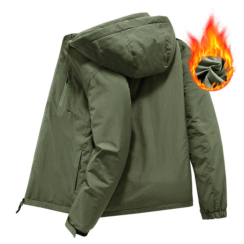 Men's water-repellent hooded field jacket with thermal lining and concealed zipper Chichicherry