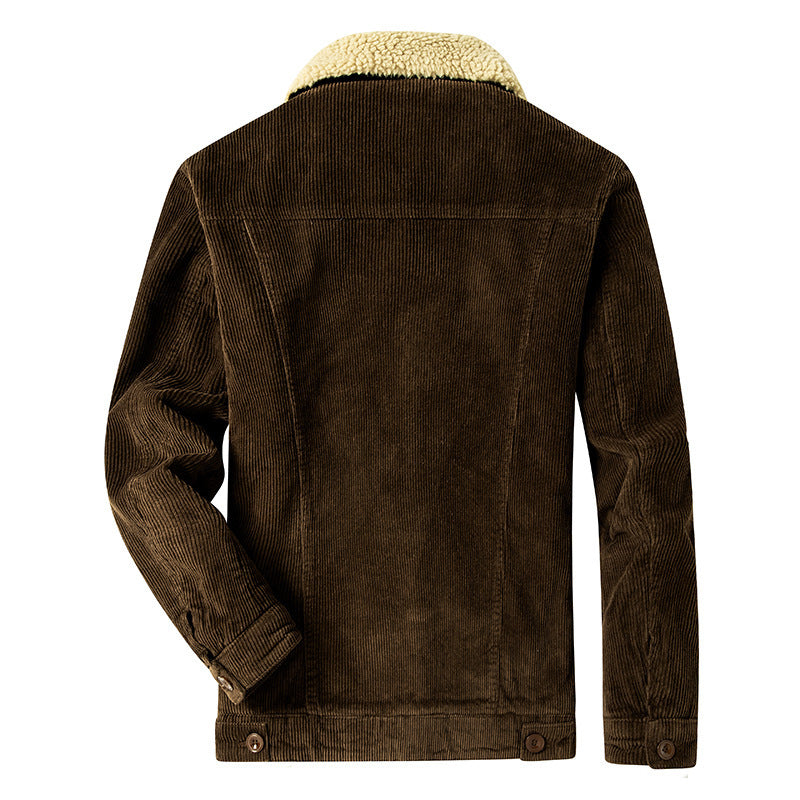 Men's cord trucker jacket with all-over teddy lining and chest flap pockets Chichicherry