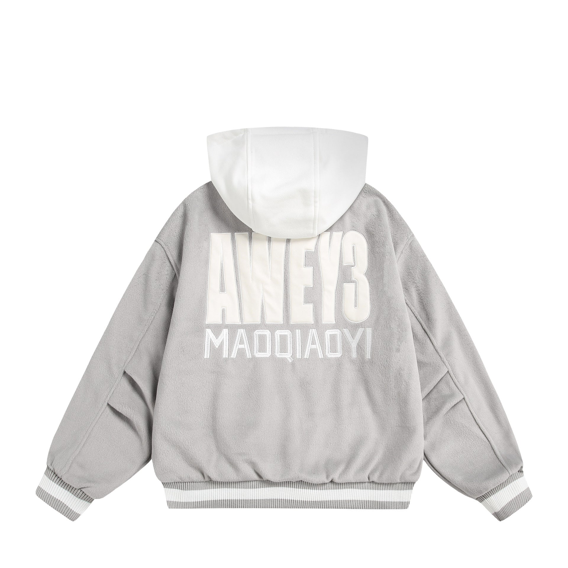 Unisex Oversize Fleece-Bomber Jacket with Contrast Hood Chichicherry