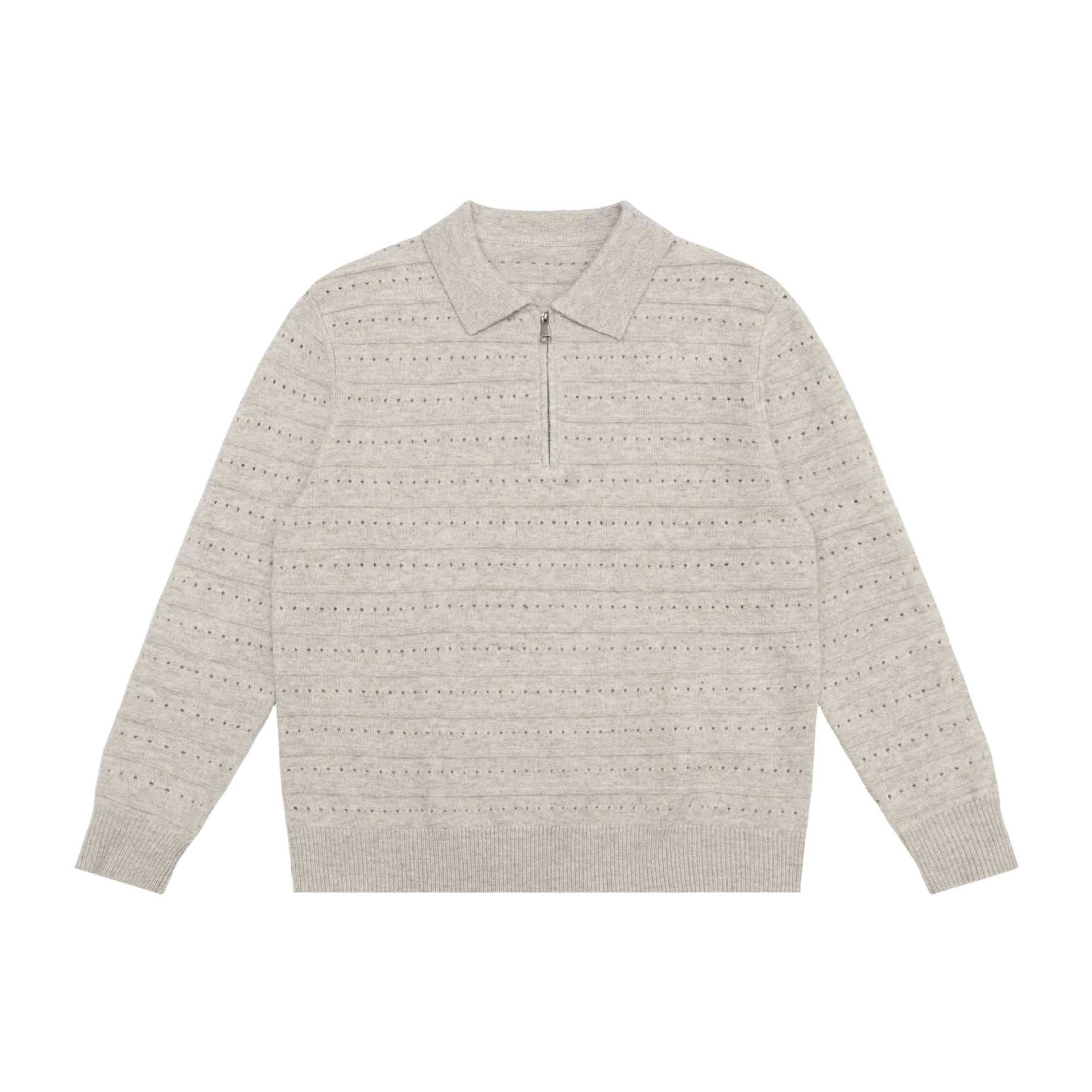 Men's knit polo shirt with half zipper and structured knit Chichicherry