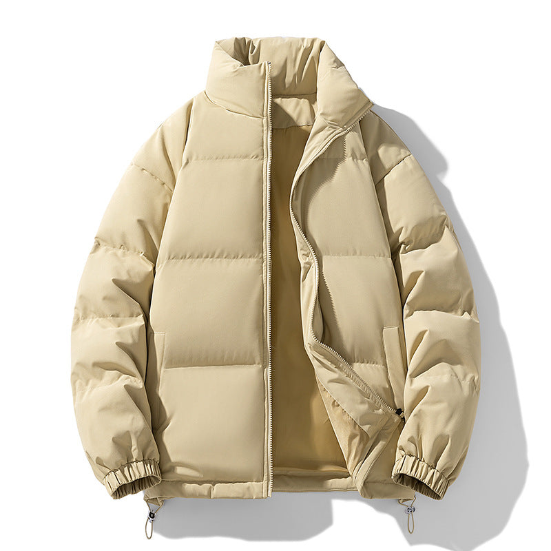 Men's Padded Puffer Jacket with High Stand Collar, Windproof Outer Layer and Adjustable Drawstring Hem Chichicherry