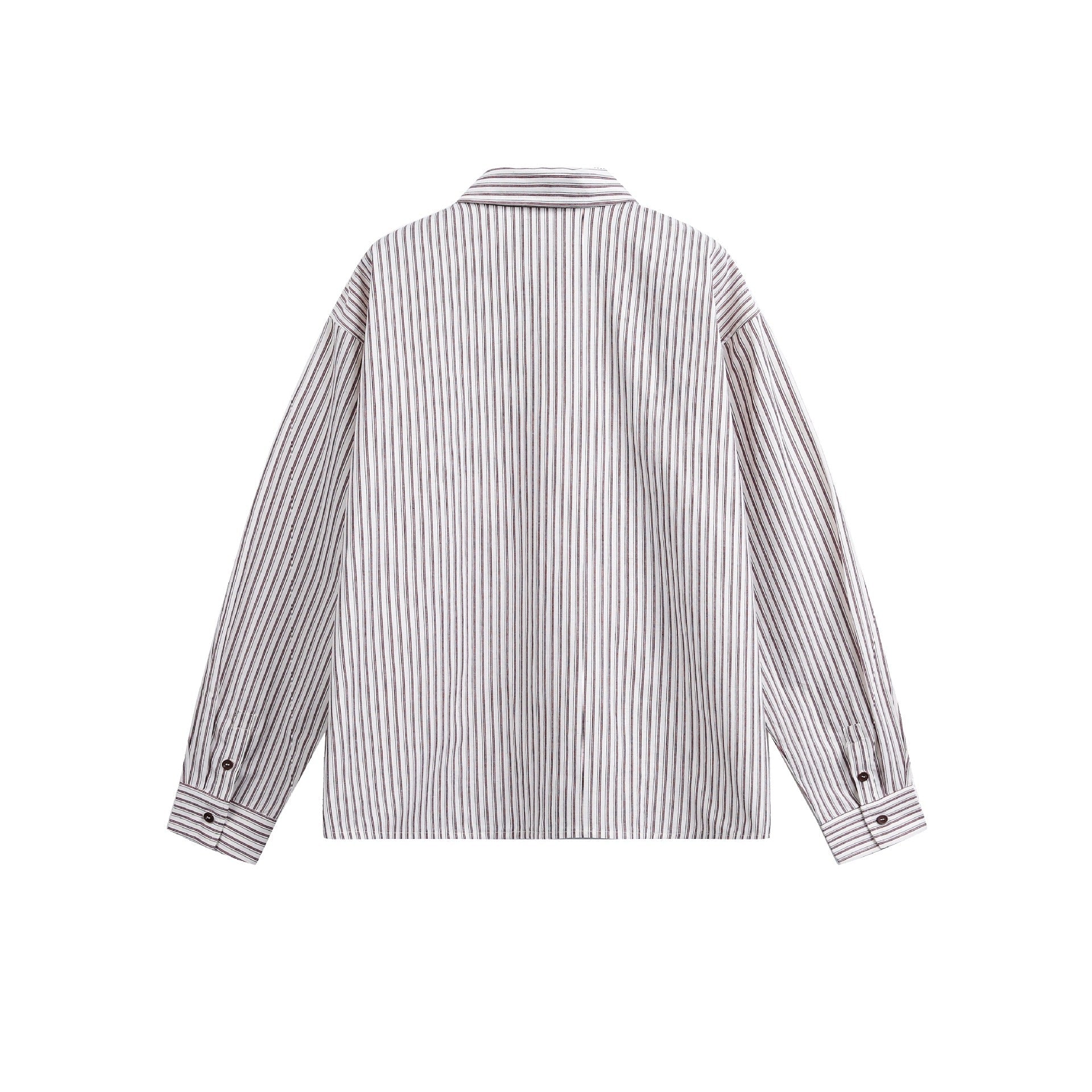 Men Striped Overshirt with Two-Way Zipper and Chest Pocket Chichicherry