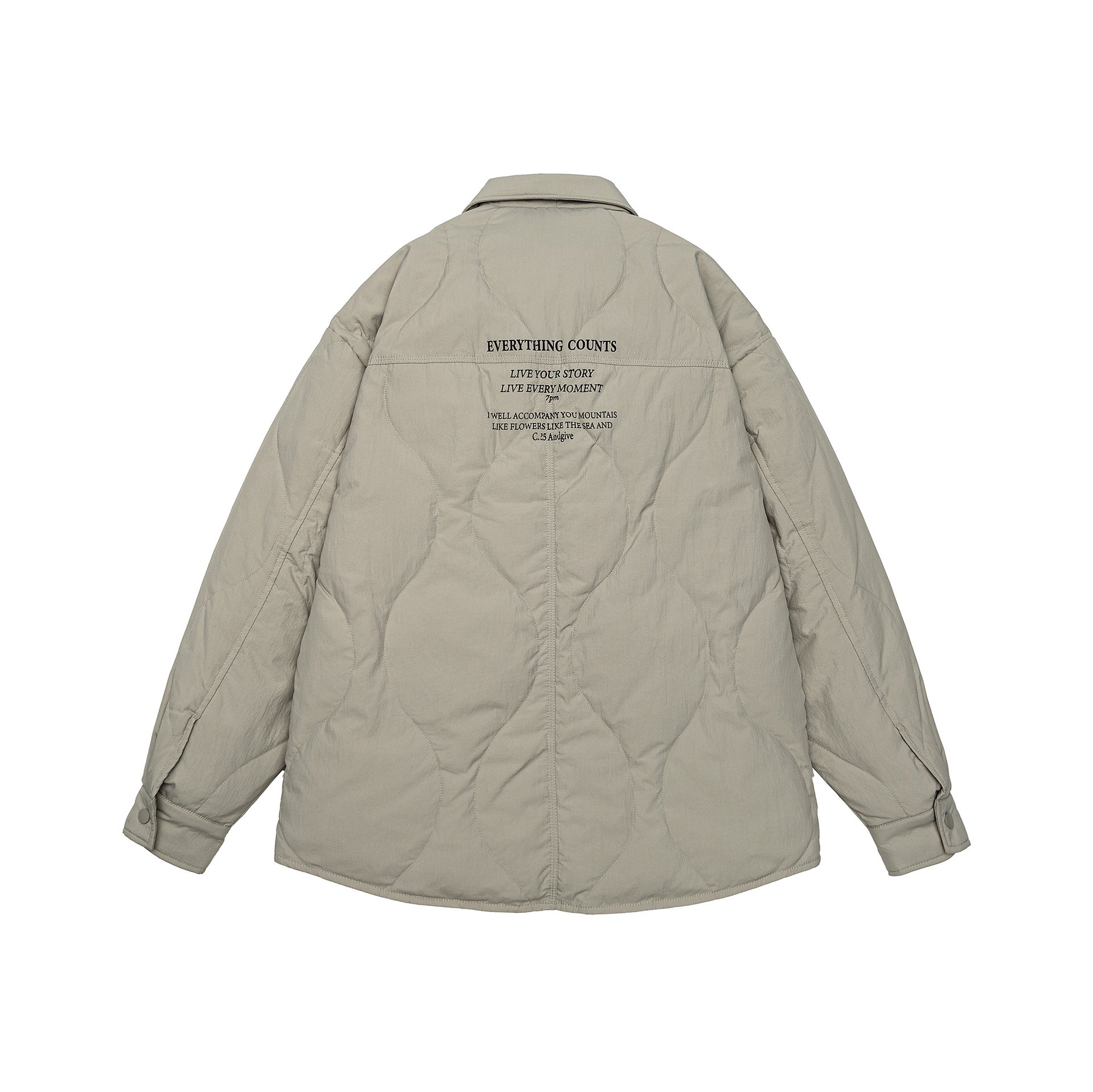 Men's Quilted Oversized Shirt Jacket with Quilting, Snap Buttons, and Chest Pockets Chichicherry