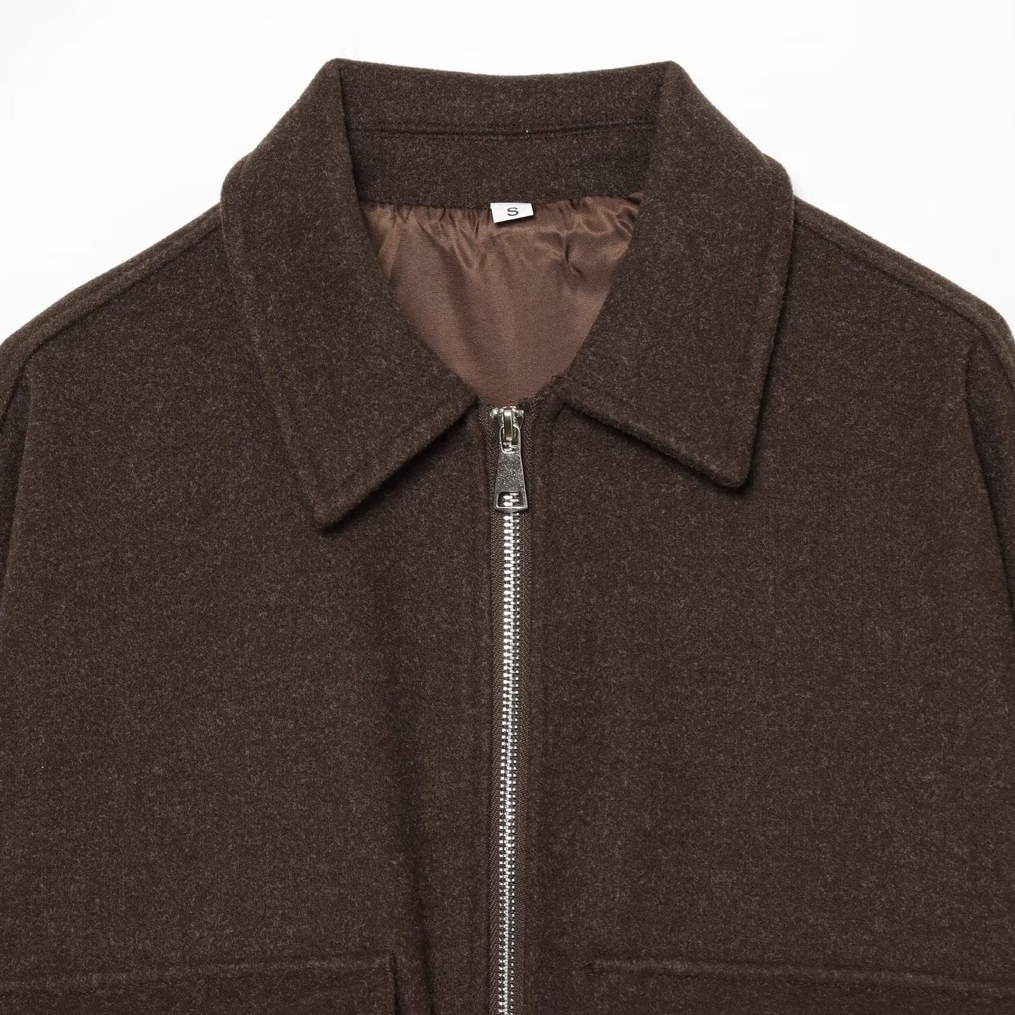 Ladies short jacket made of wool blend with zipper, flap pockets and elastic hem Chichicherry