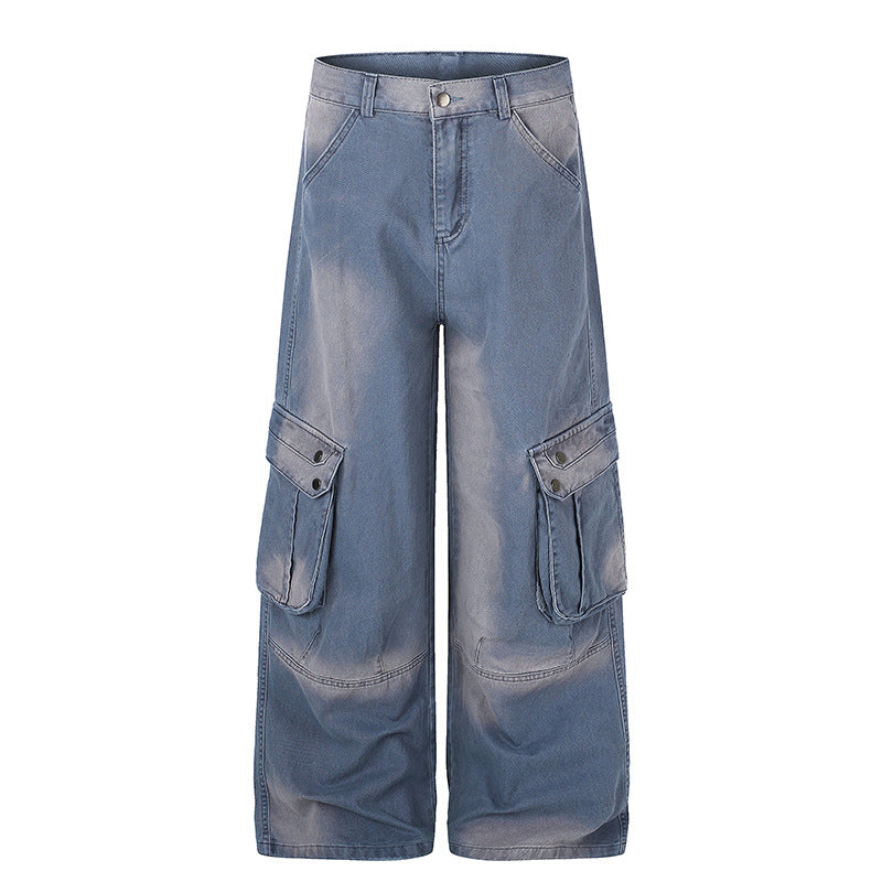 Women's Wide Cargo Denim Culotte with Utility Pockets Chichicherry