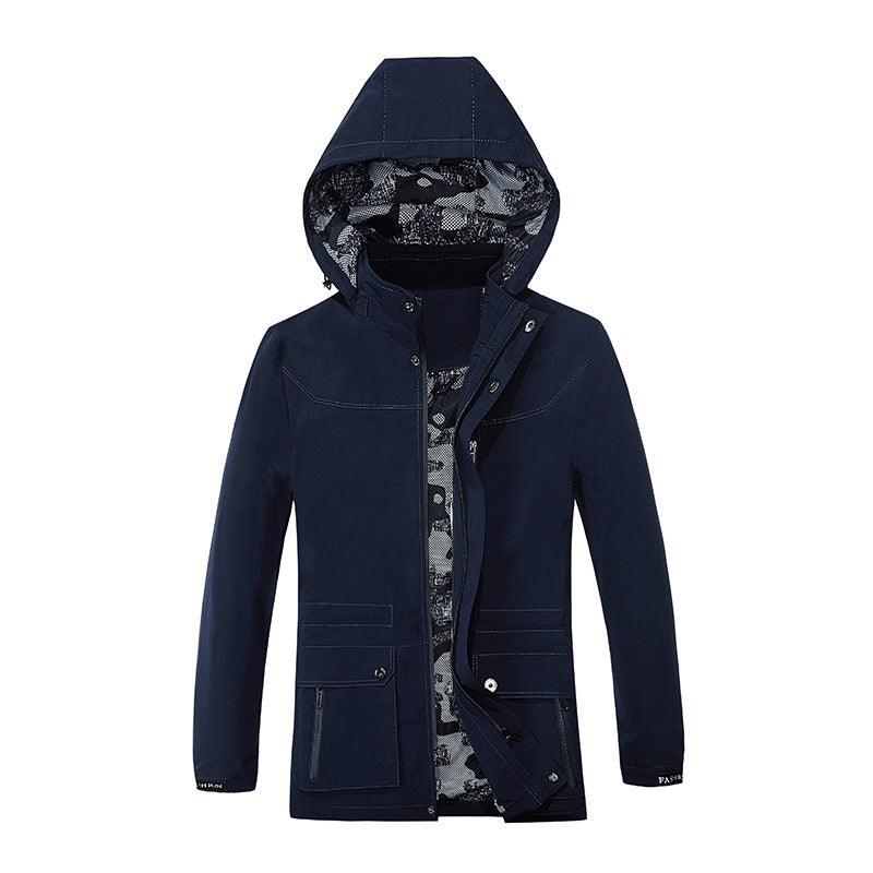 Men's Hooded Parka in Canvas Utility Style with Camouflage Lining Chichicherry