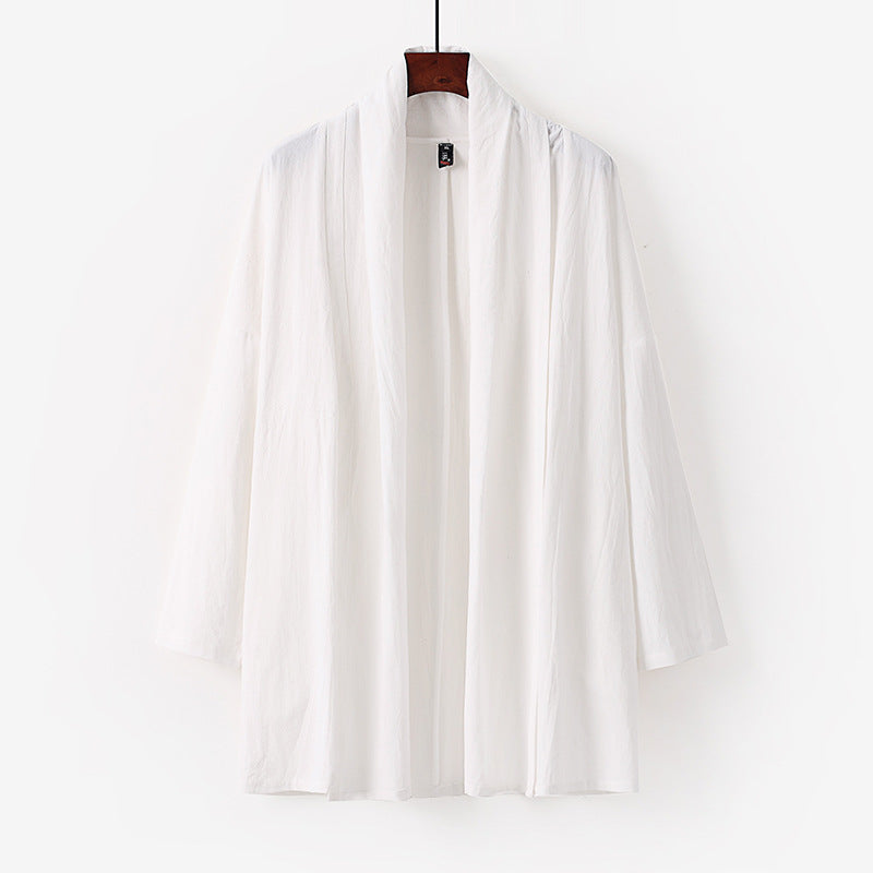 Unisex Open Kimono Cardigan made of lightweight cotton-linen blend Chichicherry