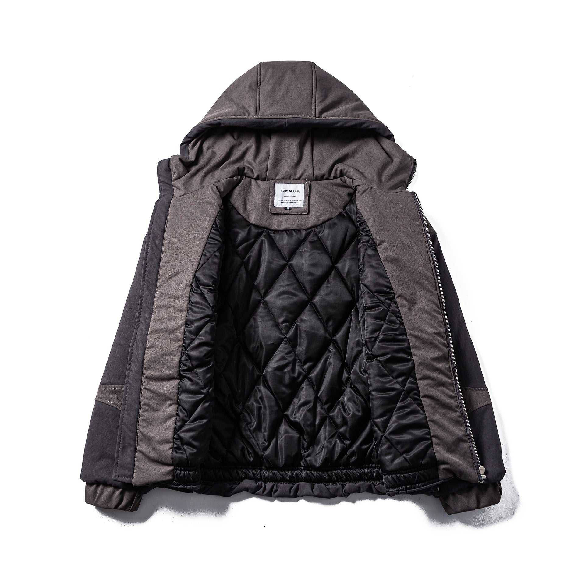 Men's Padded Quilted Hoodie Jacket with Utility Pockets Chichicherry