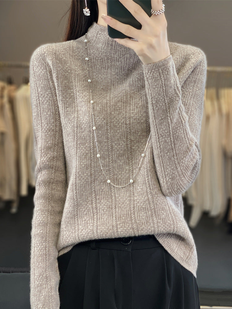 Women Structured Mockneck Sweater made of cashmere-like wool blend Chichicherry