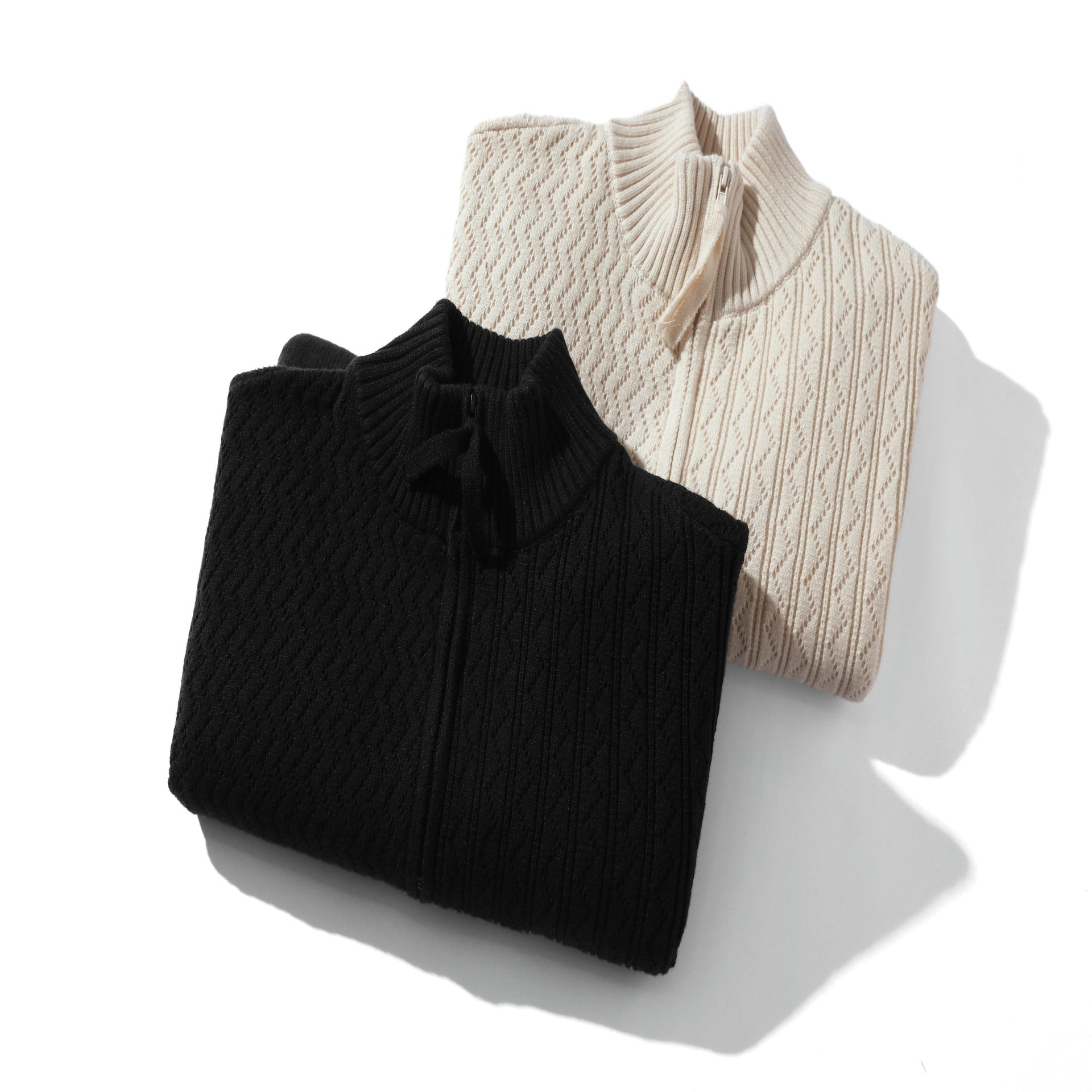 Unisex structured knit zip jacket with high ribbed collar and kangaroo pockets Chichicherry