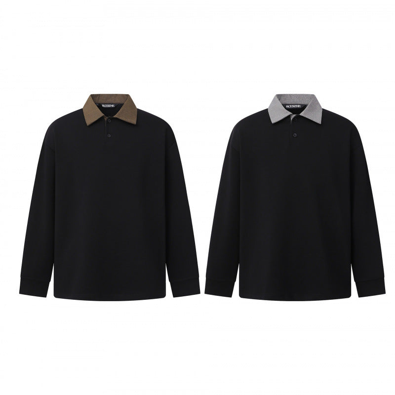 Men's Oversized Polo Shirt in Sweatshirt Style with Contrasting Collar Chichicherry